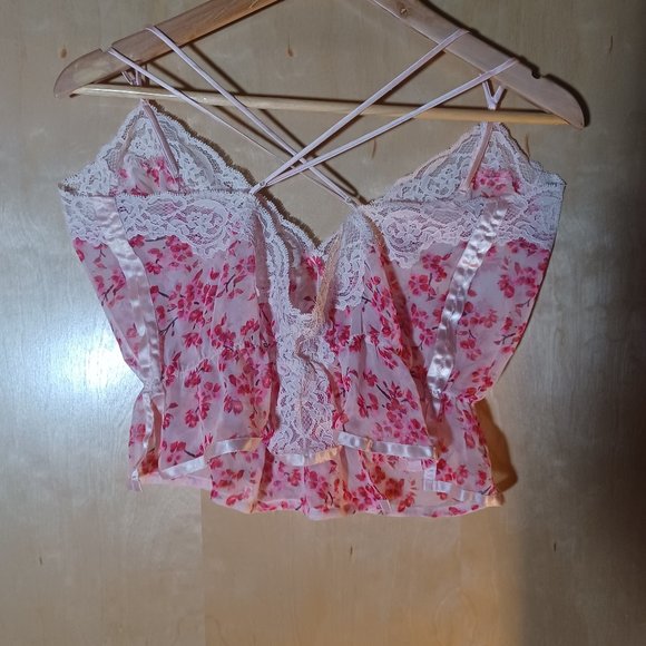 VICTORIA'S SECRET VINTAGE 2PC Floral Chantilly Lace Camisole & Shorts Set_Large - Picture 8 of 14